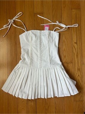 Edikted White Perri Pleated Corset mini dress